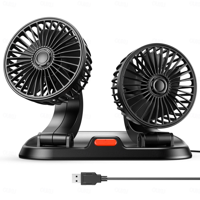  Car Fan Dual Head,USB Fan for Car - Brushless Motor(2025 Upgraded),Car Fans that Blow Cold Air - 3 Speeds, 360 Rotation, for Car Dashboard, SUV/RV/Truck/Sedan/Cruise/Office