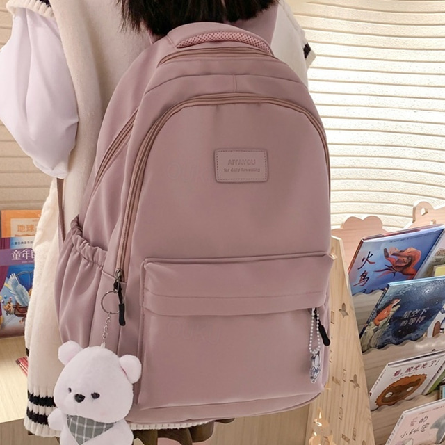  Men's Women's Boys' Backpack School Bag Bookbag Functional Backpack School Backpack Bookbag School Daily Nylon Adjustable Large Capacity Waterproof Zipper Black White Pink