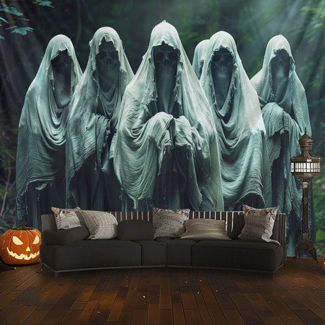  Halloween Hanging Tapestry Ghosts run out of the painting Photograph Backdrop Jack O Lantern Wall Art Large Tapestry Mural Decor Blanket Curtain Home Bedroom Living Room Decoration Death Selfie