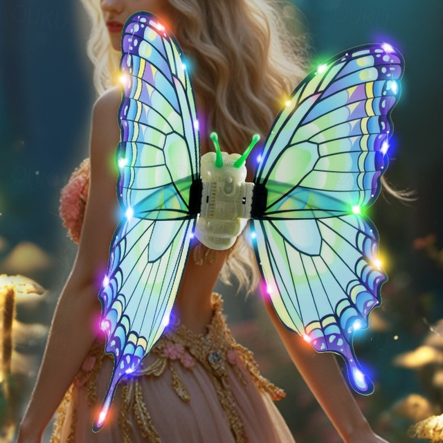  Fantasia Asas de borboleta elétricas Elfo Borboleta Música Piscando Batendo as asas Crianças Adulto Mulheres Para Meninas Dia Das Bruxas Carnaval Festa Espetáculo Vestir-se