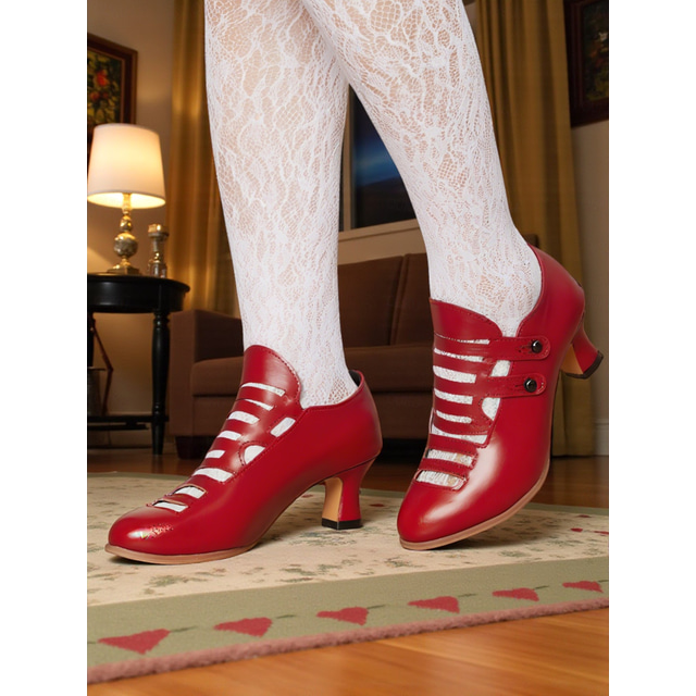  Women's Purple Edwardian Cage Strap Heels – Vintage 1900s-Inspired Faux Leather Kitten Heel Dress Shoes, Retro Costume Footwear for Historical Reenactment, Theater, and Gothic Lolita Style