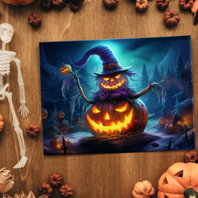  Halloween LED Canvas Wall Art LED Lighted Up Wall Decor 2AA Battery Operated Lighted Canvas Print LED Light Kitchen Bedroom or Home Decor Waterfall