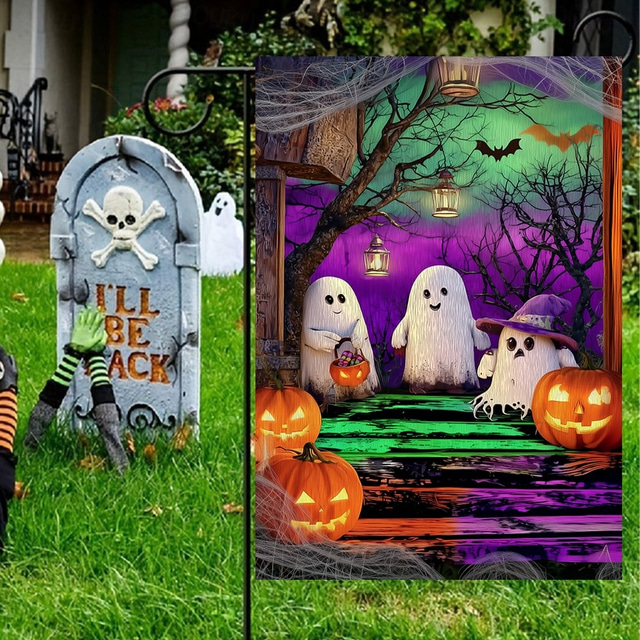  Halloween Garden Flag Yard Flags, Small Garden Flags for Outside, Outdoor Flags, Holiday Garden Flags for All Seasons