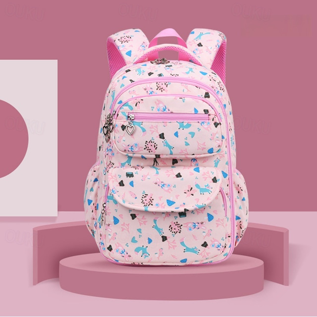  Kid's Boys' Girls' Backpack School Bag Bookbag Functional Backpack School Backpack Bookbag School Polyester Adjustable Large Capacity Waterproof Zipper Light Pink Pink Blue