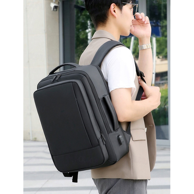  Men's Waterproof Anti-Theft Laptop Backpack with USB Charging Port – Large Capacity Business Travel Bag with Multiple Compartments for Work, School, or Office Use