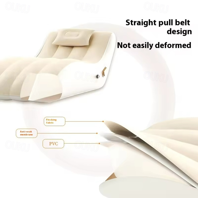 sofá inflável preguiçoso - cadeira de estar dobrável portátil flocada em pvc vermelho para escritório, varanda, camping &viagem ao ar livre - leve &fácil de inflar 188cm*90cm*78cm