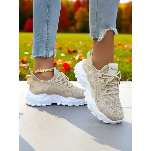  Women's Flyknit Athletic Sneakers – Lightweight Lace-Up Trainers for Walking, Gym and Casual Outings