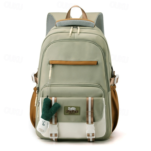  Back to School Backpack for Teen Girls – Cute Aesthetic School Bag with Plush Keychain, Multi-Pocket Lightweight Daypack for Middle & High School