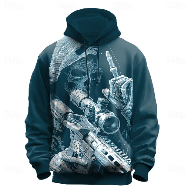  Halloween Men's 3D Reaper Hoodies Sweatshirt Punk Long Sleeve Crew Neck 3D Print Club Streetwear Black Red Drawstring Fall Winter Designer