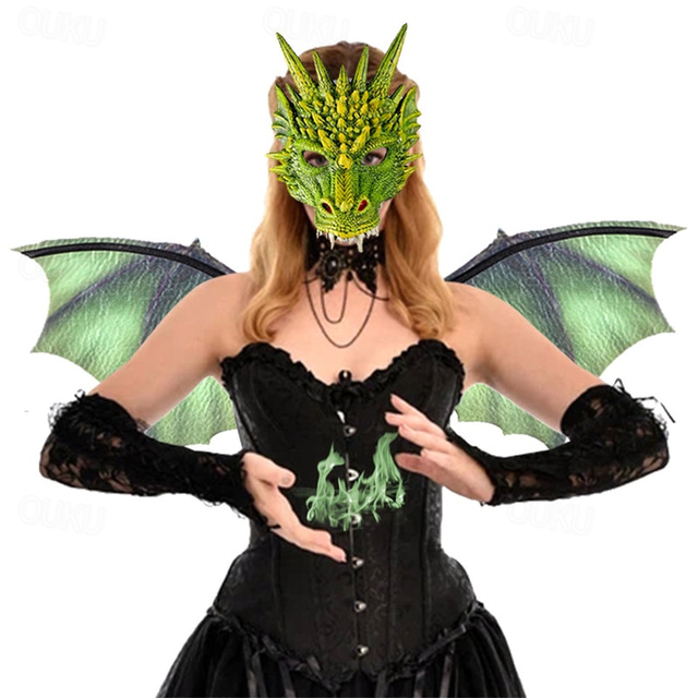  Dragon Halloween Wings Mask Fantasy Half Face Adults' Men's Women's Unisex Halloween Carnival Performance Party Easy Halloween Costumes Dress Up