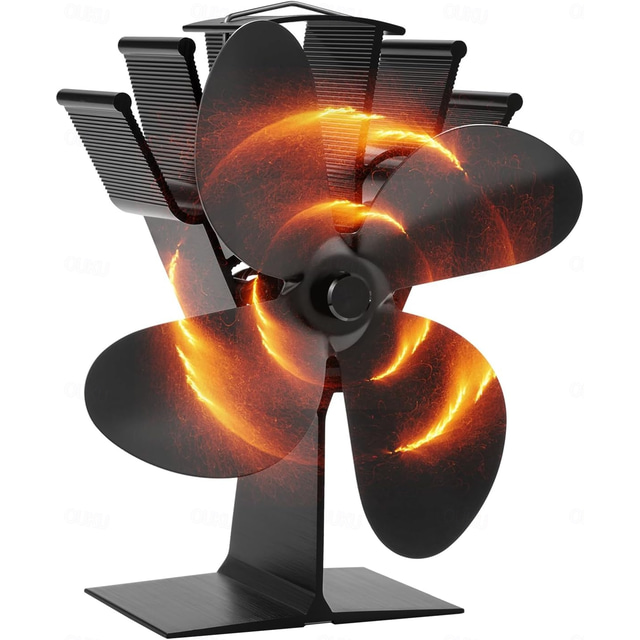  Ventilatore per stufa a legna a 4 pale, ventilatore per camino alimentato a calore per una circolazione efficiente dell'aria calda, accessori per stufa a legna/ceppi silenziosi, design durevole
