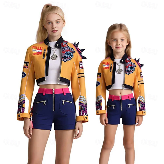  Koreansk idolinspirerad Popstjärna Cosplay-kostym Gruppdräkt Vacker klänning Dam Flickor Barn Vuxna Halloween Karnival Prestanda Comic Con Anime Expo