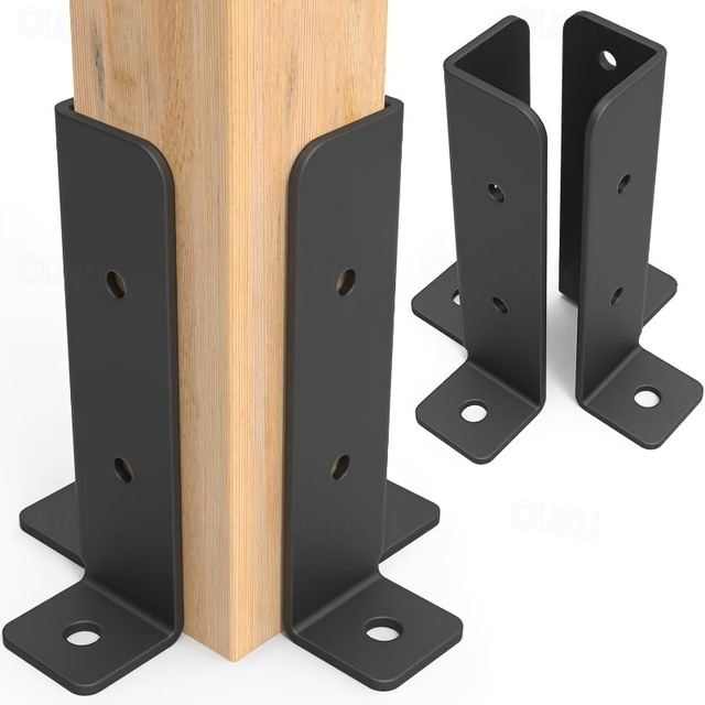  Juego de soportes de anclaje para postes de terraza ajustables para postes de 1,5 x 1,5, 2 x 2, 2 x 4 y 4 x 4, soporte de metal pesado para cercas de madera y cenadores.