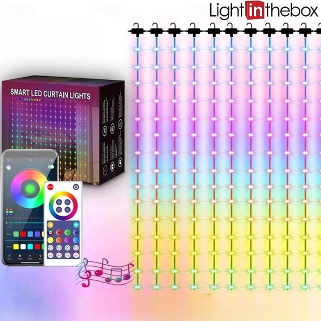  κομψή δεξίωση γαμήλιου πάρτι bluetooth rgb φάντασμα κουρτίνας – powered usb 300/450 led με δερμάτινο νήμα led φώτα χορδές για διακόσμηση πάρτι