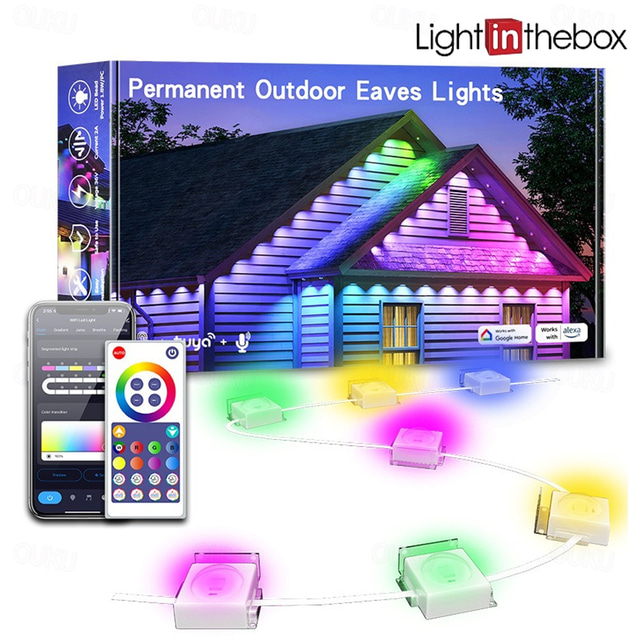  15m 30m Tiras LED Flexibles Tiras de Luces RGB Luces inteligentes 30/60/90 LED 5050 SMD 10 mm 1 juego RGB RGBIC (color de sueño direccionable) Luces de cadena creativas Luces navideñas Víspera de