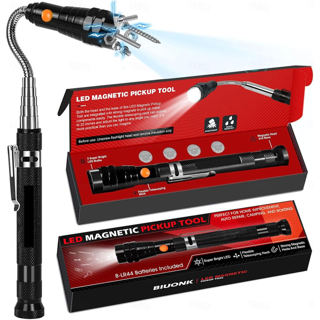  LED magnetisk oppsamlingsverktøy, julegave til strømpefyllere, gaver til voksne, pappa, mannen hans, teleskopmagnet, kule dingser for mekanikere