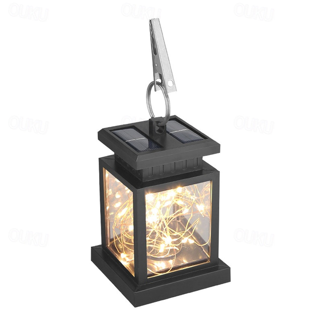  Conjunto de 1 lanterna solar suspensa, luzes de fada solares para exterior, com acendimento/desligamento automático do anoitecer ao amanhecer, para jardim, pátio e quintal, branco quente.