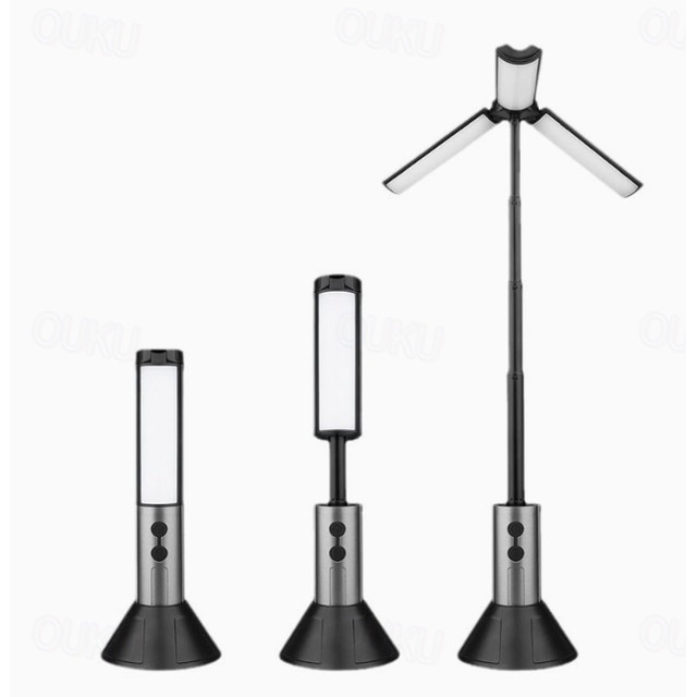  lys teleskopisk campinglykt, dekorasjonslys oppladbart utendørs camping hengende lys bardisklampe med base teleskopisk lommelykt sikkerhetsvarsellys type c usb hurtiglading
