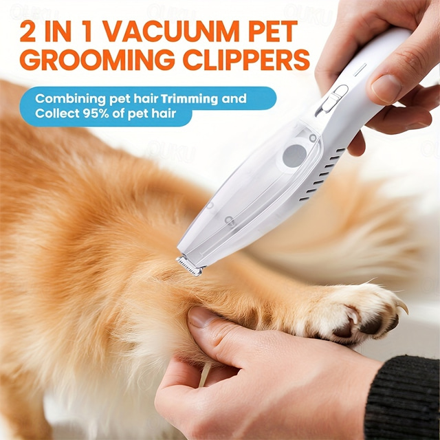  Wireless Dog Paw Trimmer with Strong Suction Vacuum | Automatic Hair Collection, USB Rechargeable, Low Noise, Suitable for Small and Large Dogs, Cats