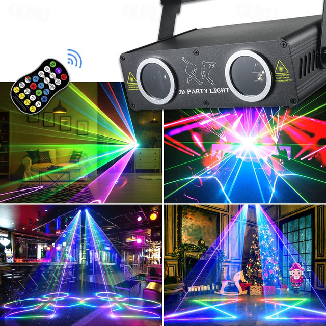  Projetor de luzes laser RGB profissional para festas, com suporte a DMX, ativado por som e controlado remotamente, ideal para festas em ambientes internos, discotecas, clubes, karaokês, bares e palcos