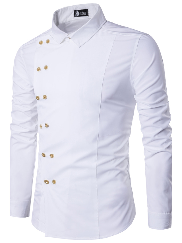  ανδρικό πουκάμισο μονόχρωμο γιακά κλασικός γιακάς καθημερινά Σαββατοκύριακο μακρυμάνικο slim tops casual λευκό μαύρο κόκκινο / φθινόπωρο / πουκάμισα φορεμάτων άνοιξη / καλοκαίρι / γάμος