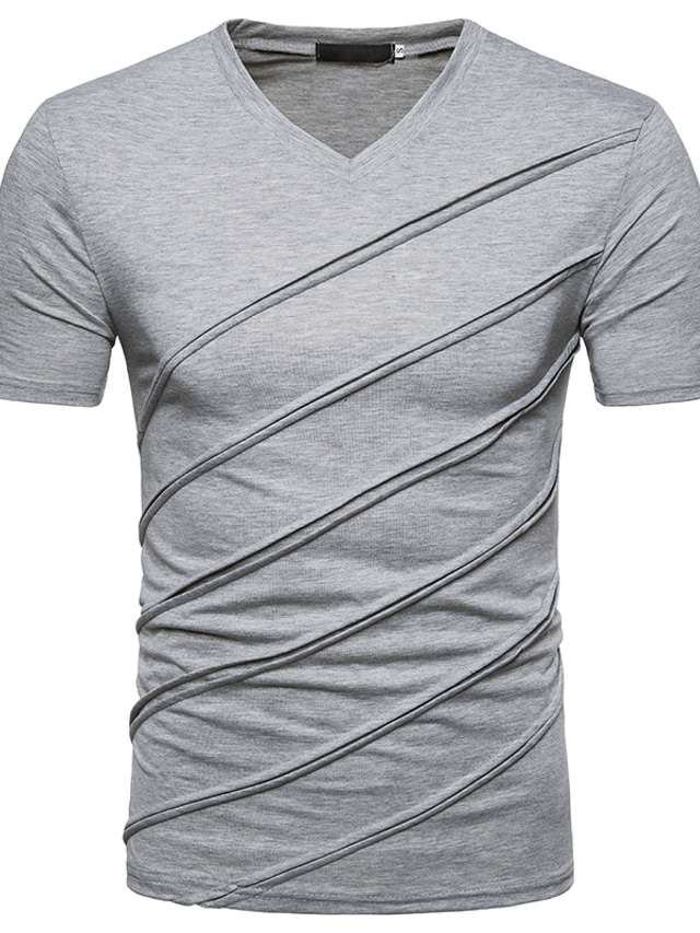  Herre T-Shirts T-shirt Skjorte Sommer Kortærmet Grafisk Ensfarvet V-hals Daglig Tøj Tøj Basale Afslappet Gade Hvid Sort Lysegrå
