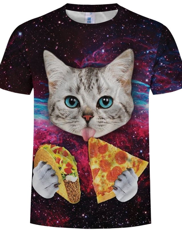  Inspired by Cosplay Cat / Cosplay Anime Cosplay Costumes Japanese Cosplay T-shirt Cat / sky / Printing Short Sleeve T-shirt For Men's