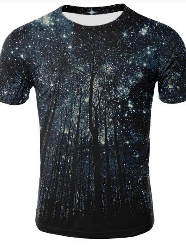  Men's T shirt Tee Shirt 1950s Black Galaxy Graphic 3D Print Plus Size Round Neck Print Clothing Clothes 1950s