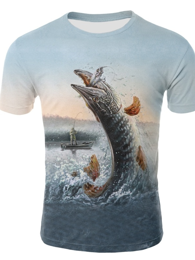  Voor heren T-shirt Overhemd Ontwerper Zomer Regenboog Grafisch 3D dier Print Ronde hals Afdrukken Kleding Kleding Ontwerper