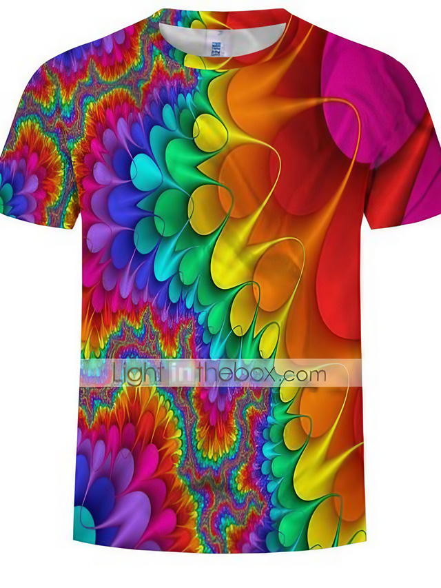  Men's T shirt Tee Shirt 1950s Graphic Patterned Abstract Round Neck Print Clothing Clothes 1950s Rainbow