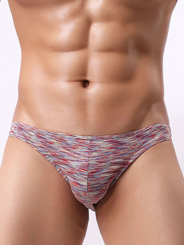  Slip de base taille asiatique pour homme sous-vêtement extensible taille basse 1 pc slip en fil coloré confortable respirant violet m