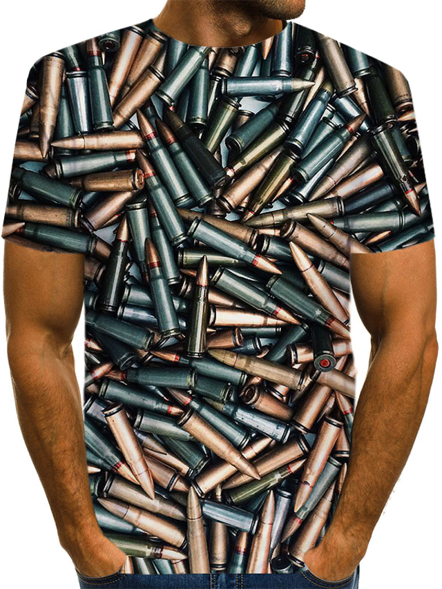  Men's T shirt Tee Shirt Designer Summer Graphic Machine Short Sleeve Round Neck Daily Wear Club Print Clothing Clothes Designer Streetwear Exaggerated Green