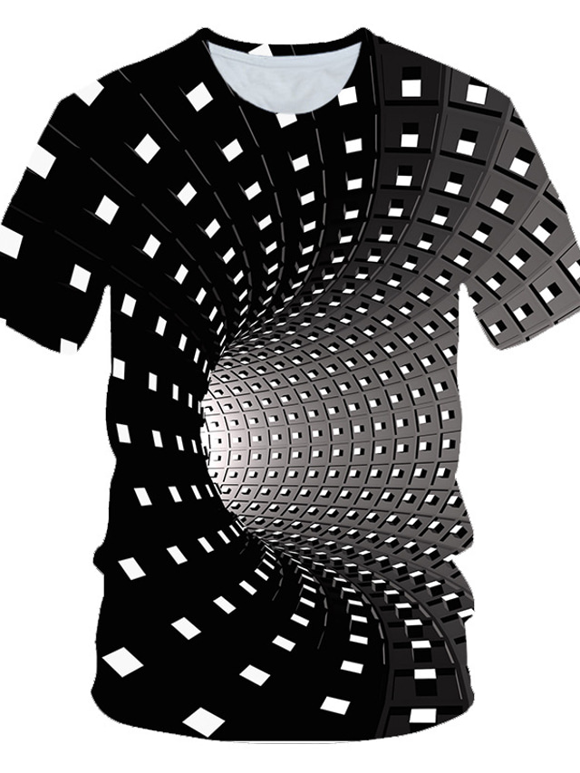  رجالي تي شيرت قميص مصمم أساسي الصيف كم قصير التقزح اللوني الرسم هندسي 3D طباعة رقبة دائرية مناسب للبس اليومي ملابس ملابس مصمم أساسي