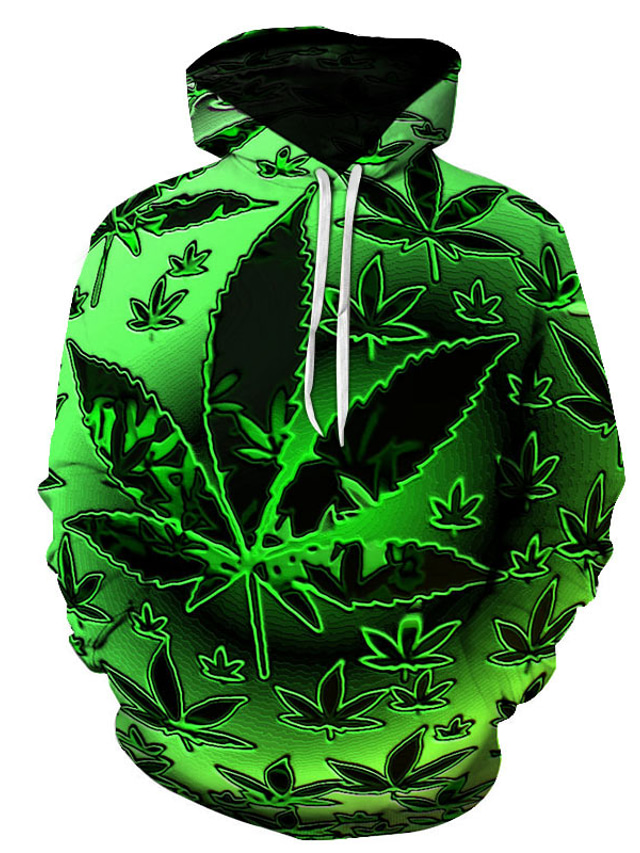  Men's Hoodie Sweatshirt Designer Casual Country Graphic Trees / Leaves Black Green Green Purple Print Plus Size Hooded Party Daily Holiday Long Sleeve Clothing Clothes Regular Fit
