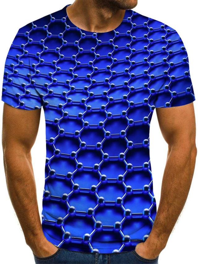  Men's T shirt Tee Shirt Tee Designer Classic & Timeless Streetwear Summer Short Sleeve Blue Yellow Gold Red Brown Graphic Optical Illusion Print Plus Size Round Neck Weekend Print Clothing Clothes