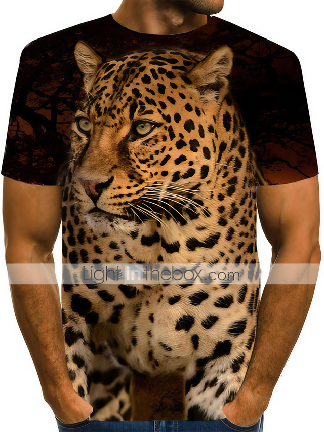  Men's T shirt Tee Shirt Designer Streetwear Exaggerated Summer Short Sleeve Yellow Graphic Geometric 3D Animal Print Plus Size Round Neck Daily Going out Pleated Print Clothing Clothes Designer