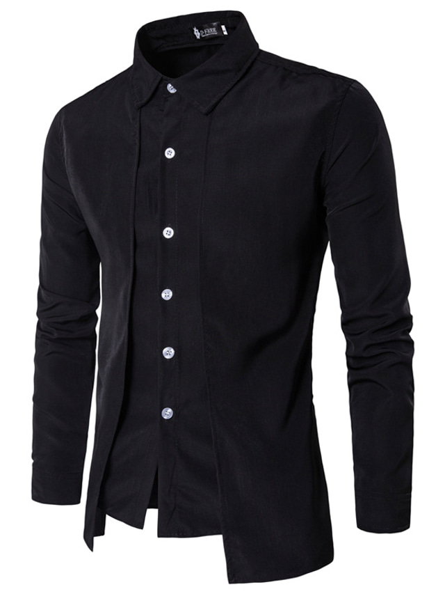  Men's Shirt Dress Shirt Solid Colored Collar Shirt Collar Daily Long Sleeve Tops Basic White Black Red