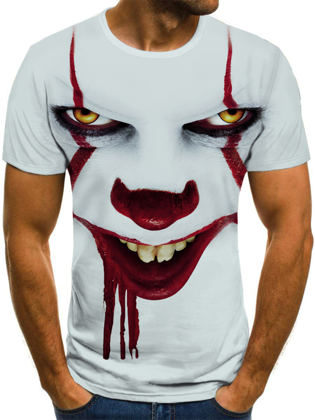 Men's T shirt Tee Shirt Tee Streetwear Casual Punk & Gothic Short Sleeve Green Blue Yellow Red White Graphic Tribal 3D Print Round Neck Halloween Going out Print Clothing Clothes Streetwear Casual