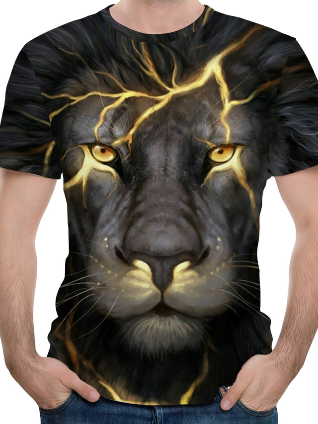  Men's T shirt Tee Tee Streetwear Exaggerated Designer Summer Short Sleeve Green Black Blue Purple Red Graphic Animal Lion Print Plus Size Crew Neck Causal Daily Print Clothing Clothes Regular Fit