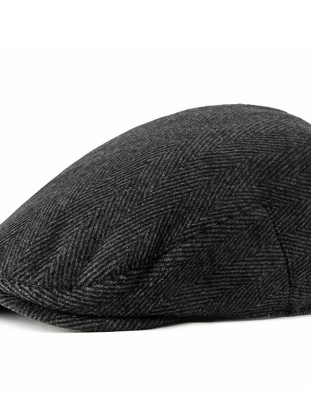  chapeau de béret de base pour hommes chapeau rayé / casquette plate vintage d'automne conduite casquette de chasse chapeau de gavroche