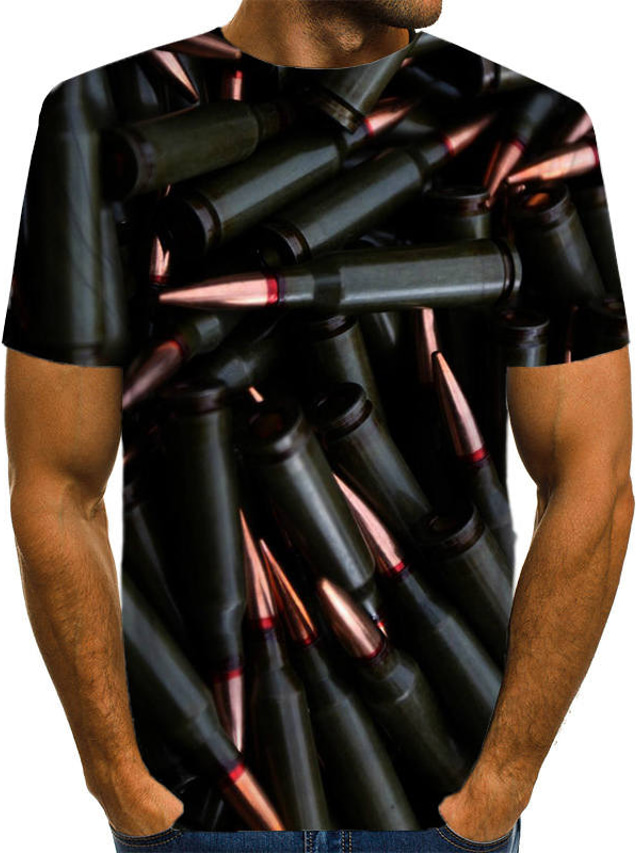  رجالي تي شيرت قميص مصمم أساسي الصيف كم قصير أسود 3D طباعة قياس كبير رقبة دائرية مناسب للبس اليومي طباعة ملابس ملابس مصمم أساسي