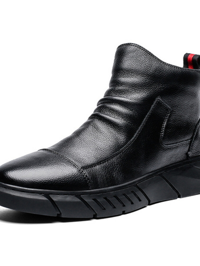  Hombre Zapatos Botas Casual Británico Comodidad Usar prueba Color sólido Goma Otoño Invierno / Botines / Hasta el Tobillo