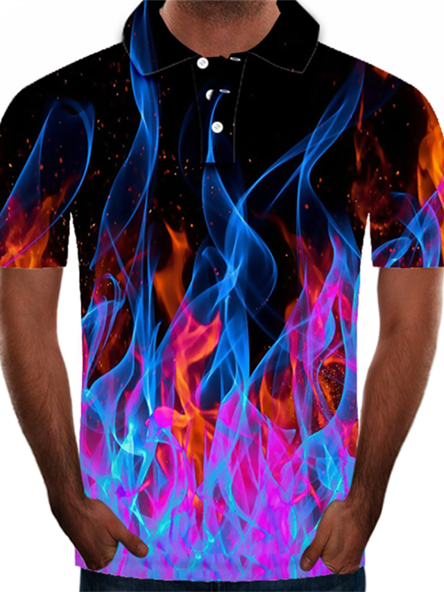  Męskie Koszulka polo Koszula golfowa Koszula tenisowa Podkoszulek Graficzny 3D Puszysta Kołnierz Kołnierzyk koszuli Codzienny Wyjściowe Krótki rękaw Najfatalniejszy Nylon Jedwab wiskozowy Moda