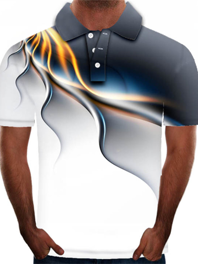 Men's Collar Polo Shirt T shirt Tee Golf Shirt Tennis Shirt Streetwear Exaggerated Short Sleeve Rainbow Red Black Graphic Plus Size Collar Shirt Collar Daily Holiday Print Clothing Clothes Regular Fit