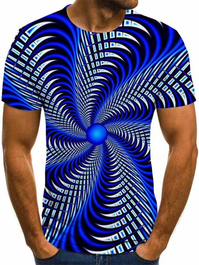  Men's T shirt Tee Tee Designer Chic & Modern Comfortable Summer Short Sleeve Black Blue Purple Yellow Graphic Optical Illusion Print Plus Size Round Neck Party Causal Clothing Clothes Designer Chic