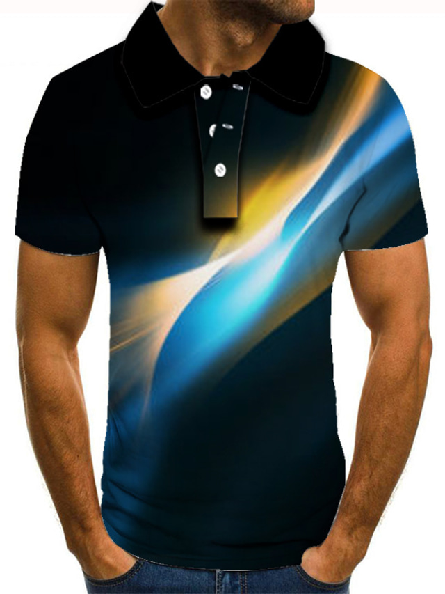  Herre POLO Trøje Golftrøje Tennistrøje T-shirt Grafisk Krave Aftæpning Daglig golftrøjer Kortærmet Toppe Basale Grøn Blå Lilla