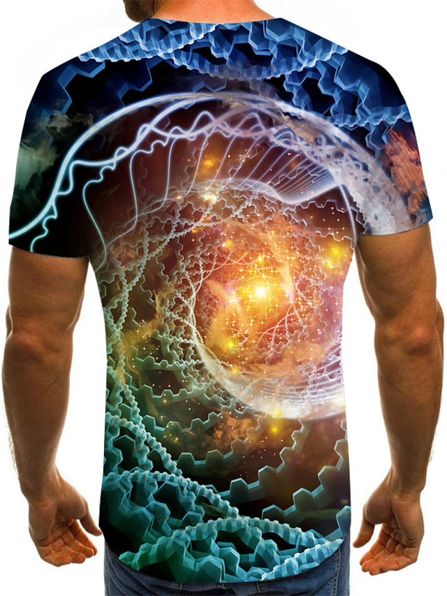 Herren T Shirt Hemd Design Sommer Farbblock 3d Tier Übergröße Kurzarm Rundhalsausschnitt 3779