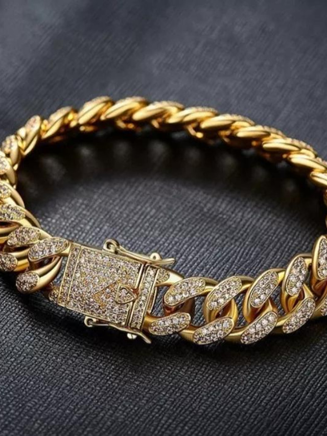  Per uomo Bianco Bracciale Collegamento cubano Trama Di moda Lega Gioielli braccialetto Argento / Oro Per Da sera