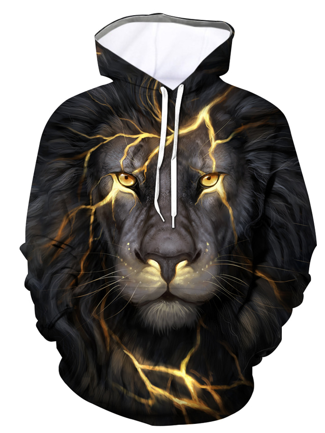  Men's Hoodie 3D Print Animals Designer Graphic Print Hooded Daily Going out Clothing Clothes Regular Fit Yellow