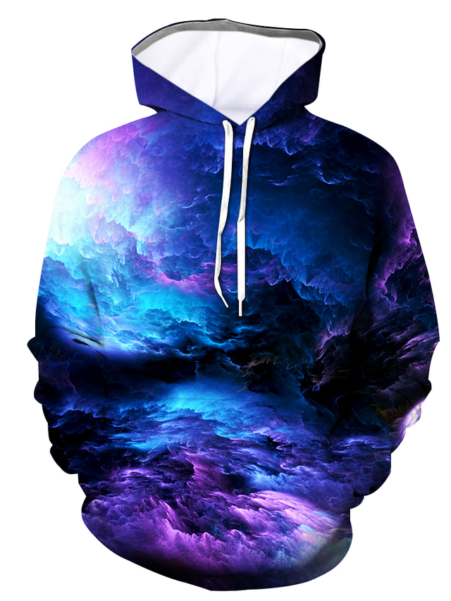  Men's Hoodie Graphic Hooded Daily Going out 3D Print Hoodies Sweatshirts Purple Casual Long Sleeve Daily Pullover Hoodies